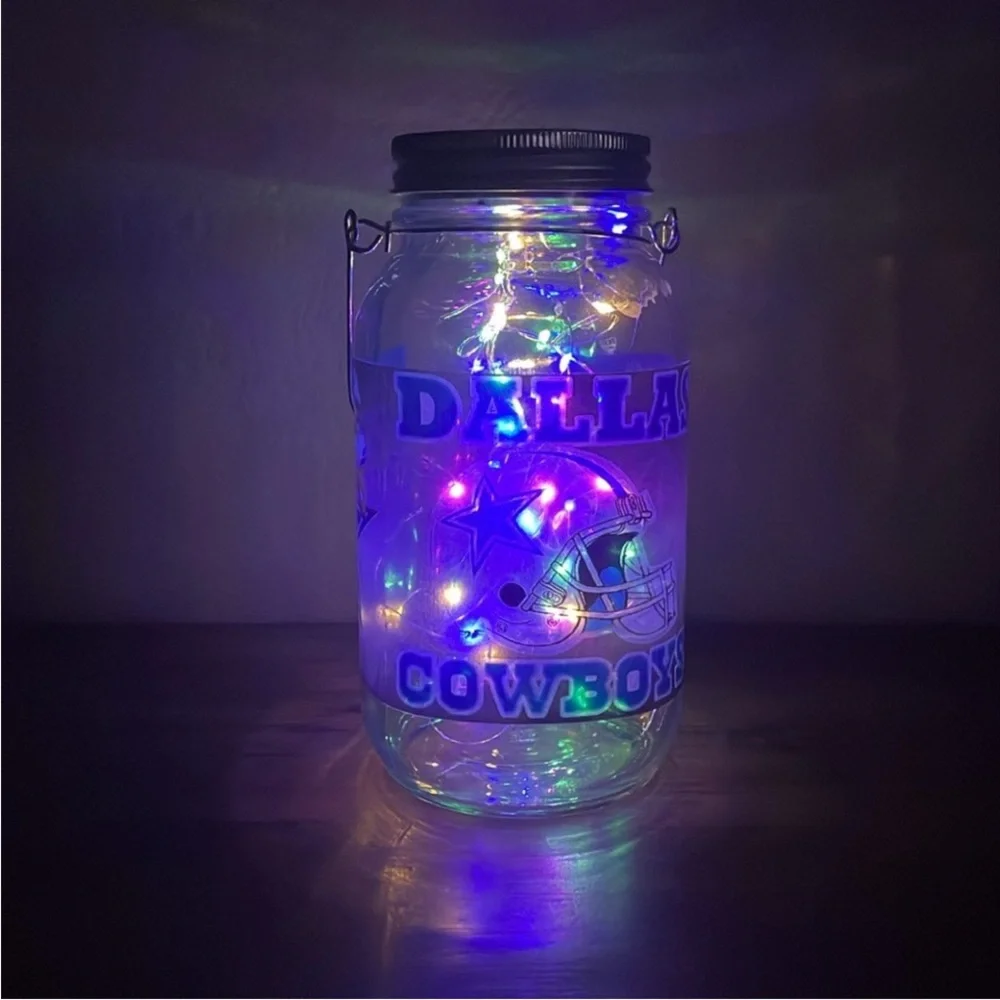 Dallas Cowboys Glass Light-Up Mason Jar